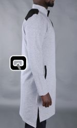 Qamis court boss gris clair & noir