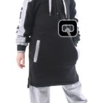 Qamis court enfant à capuche Noir