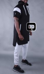 Qamis court noir & gris clair Gokhan