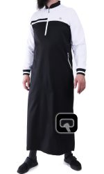 Qamis long classique noir et blanc Qaba'il