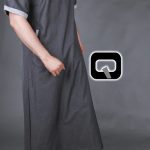 Qamis long Navy anthracite & gris clair