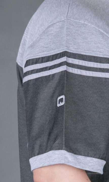 Qamis long Navy anthracite & gris clair