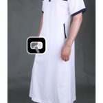 Qamis long Navy blanc et bleu marine