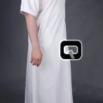 Qamis long Navy Ecru & blanc