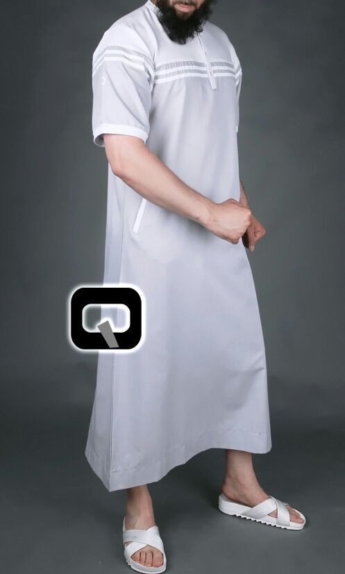 Qamis long Navy gris & blanc Qamis long Navy gris & blanc