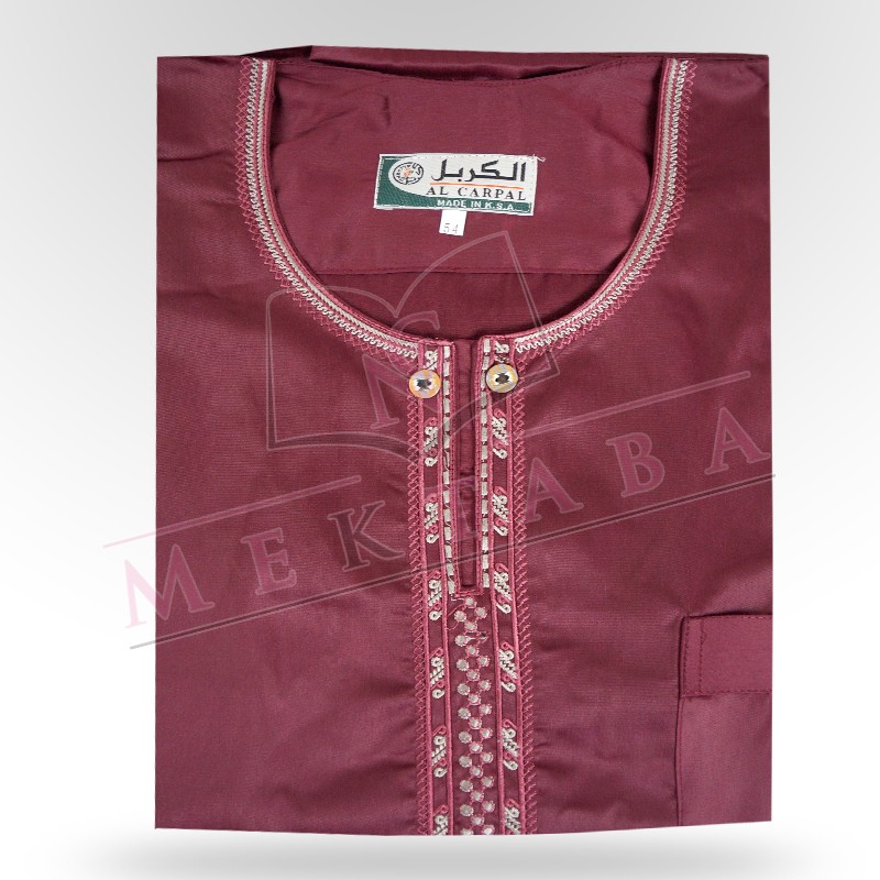 Qamis manche courte bordeaux Qamis manche courte bordeaux