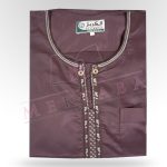 Qamis manche courte marron violet
