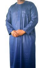 Qamis manche longue tissu korean ( glacés ) Bleu