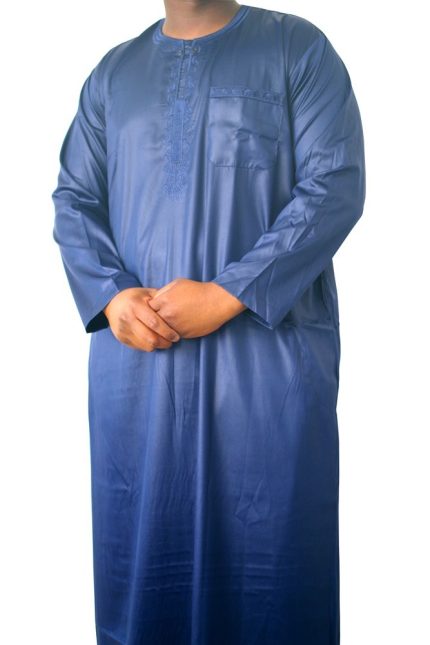 Qamis manche longue tissu korean ( glacés ) Bleu