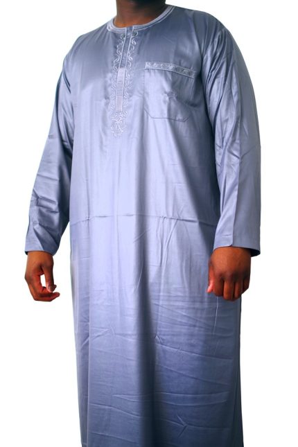 Qamis manche longue tissu korean ( glacés ) Gris