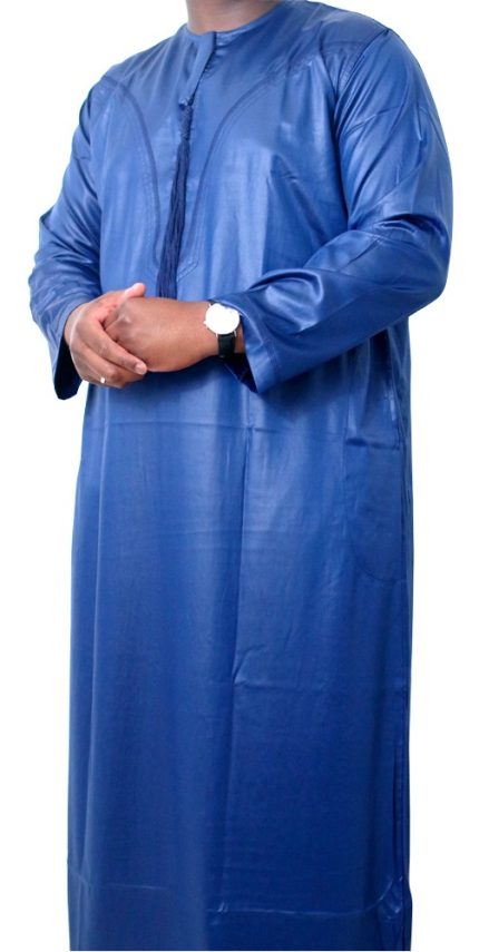 Qamis Omani tissu korean ( glacés ) Bleu