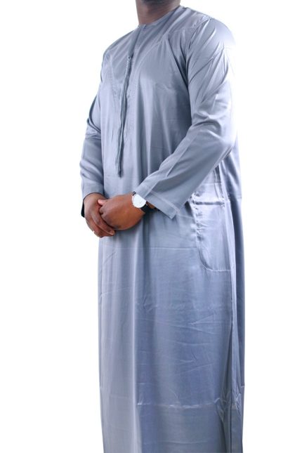 Qamis Omani tissu korean ( glacés ) Gris