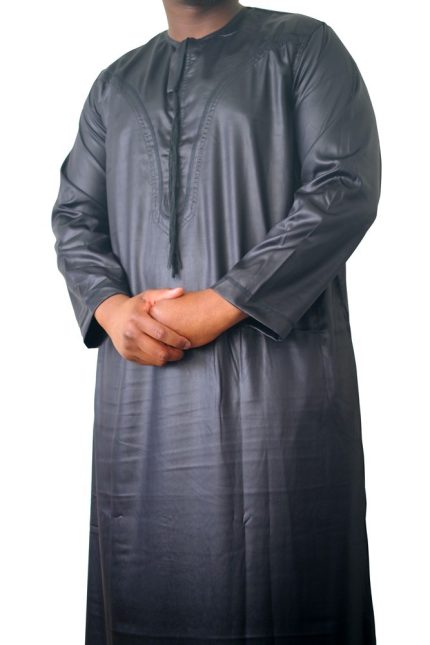 Qamis Omani tissu korean ( glacés ) Noir