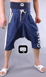 SAROUEL DE BAIN LYCRA BLEU ET ÉCRU