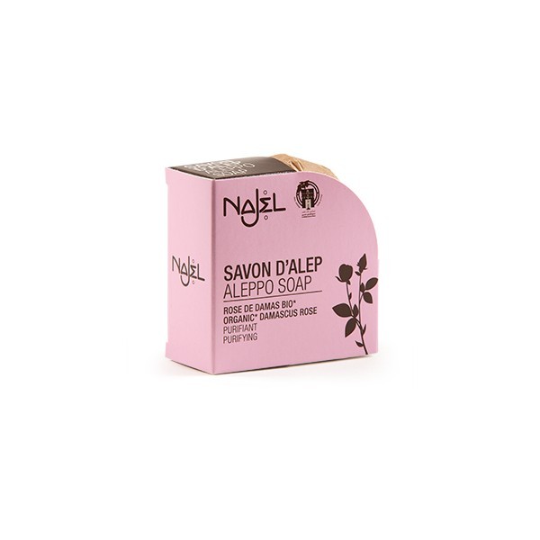 SAVON D'ALEP à la ROSE DE DAMAS BIO*- 100g SAVON D'ALEP à la ROSE DE DAMAS BIO*- 100g