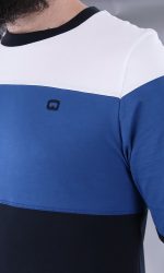 T-shirt manches courtes Qaba'il bleu nuit, bleu indigo et blanc