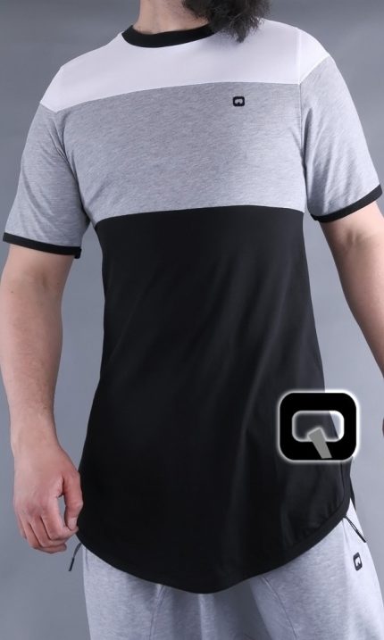 T-shirt manches courtes Qaba'il noir, gris et blanc