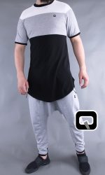 T-shirt manches courtes Qaba'il noir, gris et blanc