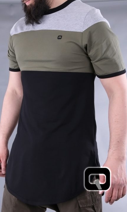 T-shirt manches courtes Qaba'il noir, kaki et gris
