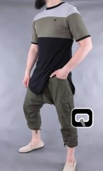 T-shirt manches courtes Qaba'il noir, kaki et gris