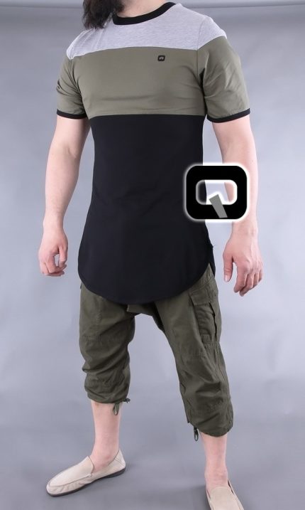 T-shirt manches courtes Qaba'il noir, kaki et gris