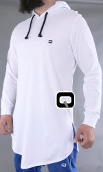 T-shirt manches longues à capuche Qaba'il blanc