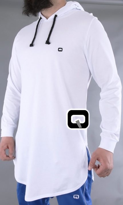 T-shirt manches longues à capuche Qaba'il blanc