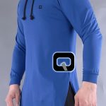 T-shirt manches longues à capuche Qaba'il bleu indigo