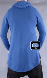 T-shirt manches longues à capuche Qaba'il bleu indigo