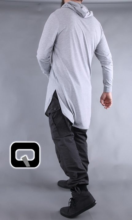 T-shirt manches longues à capuche Qaba'il gris