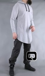T-shirt manches longues à capuche Qaba'il gris