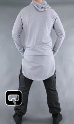 T-shirt manches longues à capuche Qaba'il gris