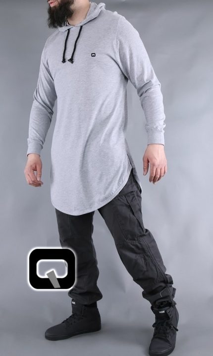 T-shirt manches longues à capuche Qaba'il gris
