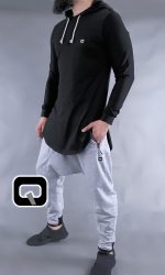 T-shirt manches longues à capuche Qaba'il noir