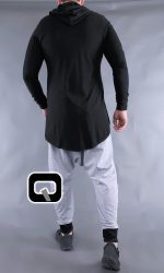 T-shirt manches longues à capuche Qaba'il noir